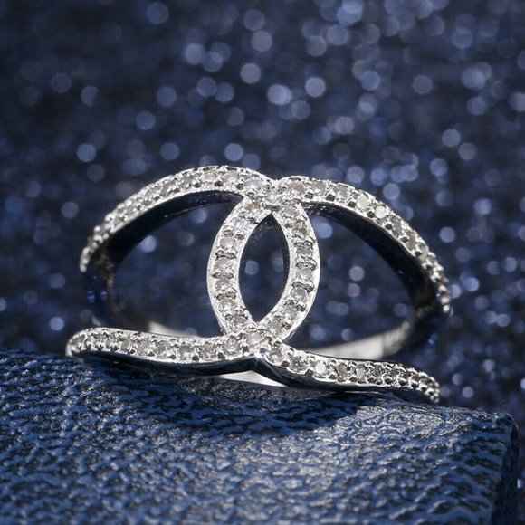 Infinity 925 Silver Ring White Sapphire New - Picture 2 of 7